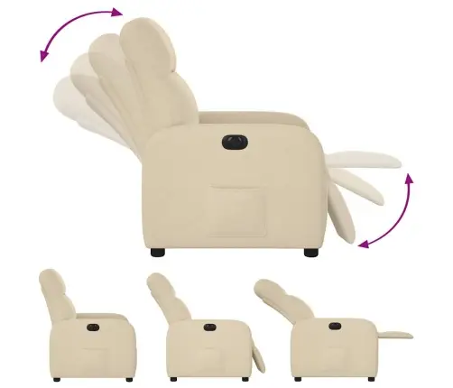 Elektrisks Atpūtas Krēsls, Atgāžams, Krēmkrāsas Audums Vidaxl