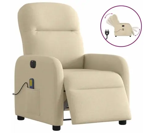 Elektrisks Masāžas Krēsls, Atgāžams, Krēmkrāsas Audums Vidaxl Elektrisks Masāžas Krēsls, Atgāžams, Krēmkrāsas Audums Vidaxl