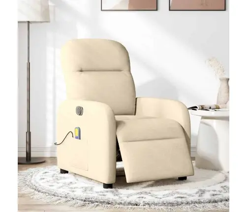 Elektrisks Masāžas Krēsls, Atgāžams, Krēmkrāsas Audums Vidaxl Elektrisks Masāžas Krēsls, Atgāžams, Krēmkrāsas Audums Vidaxl