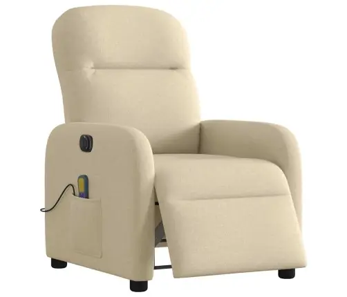 Elektrisks Masāžas Krēsls, Atgāžams, Krēmkrāsas Audums Vidaxl Elektrisks Masāžas Krēsls, Atgāžams, Krēmkrāsas Audums Vidaxl