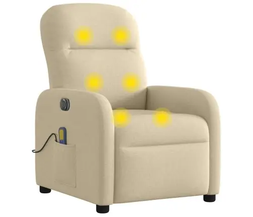 Elektrisks Masāžas Krēsls, Atgāžams, Krēmkrāsas Audums Vidaxl Elektrisks Masāžas Krēsls, Atgāžams, Krēmkrāsas Audums Vidaxl