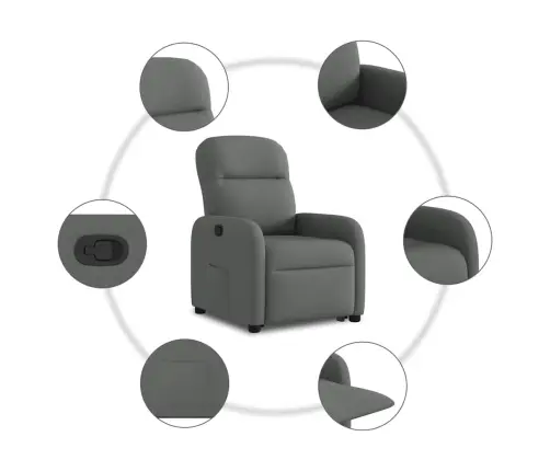 Atpūtas Krēsls, Paceļams, Atgāžams, Tumši Pelēks Audums Vidaxl