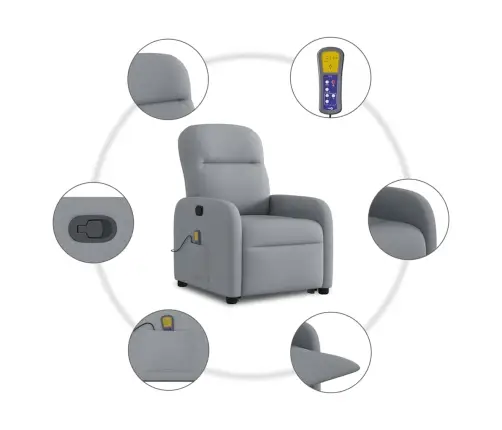 Püsti Tõusmist Toetav Massaažitool, Helehall, Kangas