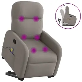 Masāžas Krēsls, Paceļams, Pelēkbrūns Audums Vidaxl