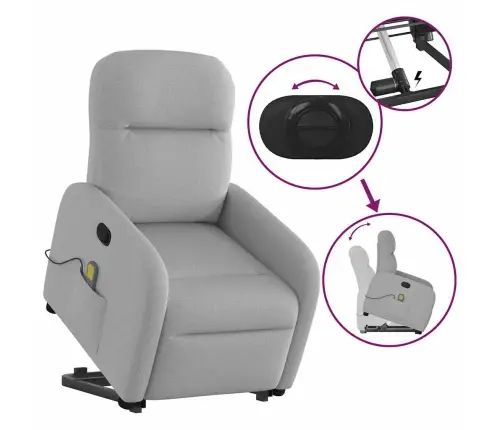 Püsti Tõusmist Toetav Massaažitool, Pilvehall, Kangas