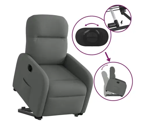 Elektrisks Atpūtas Krēsls, Paceļams, Atgāžams, Pelēks Audums Vidaxl