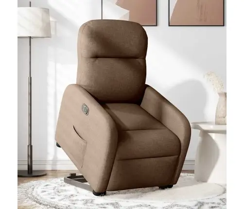Elektrisks Atpūtas Krēsls, Paceļams, Atgāžams, Brūns Audums Vidaxl