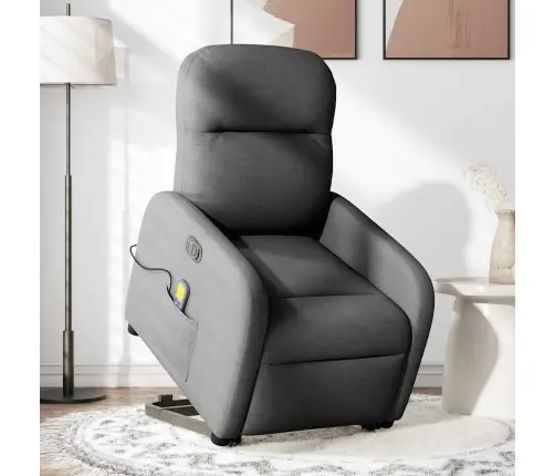 Atsistojantis Masažinis Krėslas, Tamsiai Pilkas, Audinys