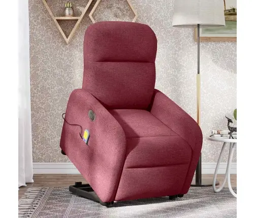 Elektrisks Masāžas Krēsls, Paceļams/Atgāžams, Vīnsarkans Audums Vidaxl