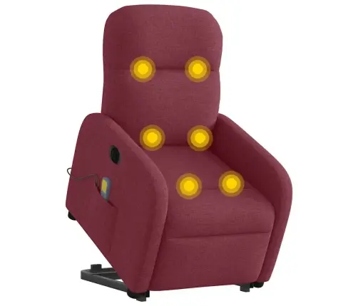 Elektrisks Masāžas Krēsls, Paceļams/Atgāžams, Vīnsarkans Audums Vidaxl