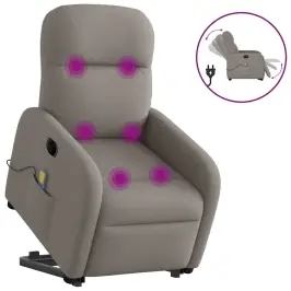 Elektrisks Masāžas Krēsls, Paceļams, Pelēkbrūns Audums Vidaxl