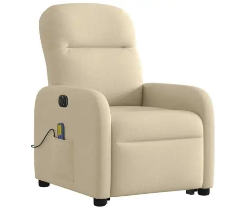 Elektrisks Masāžas Krēsls, Paceļams, Krēmkrāsas Audums Vidaxl