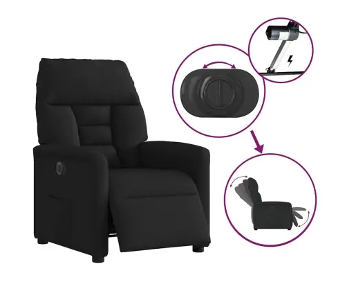 Elektrisks Atpūtas Krēsls, Atgāžams, Melns Audums Vidaxl