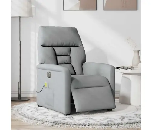 Elektrisks Masāžas Krēsls, Atgāžams, Gaiši Pelēks Audums Vidaxl