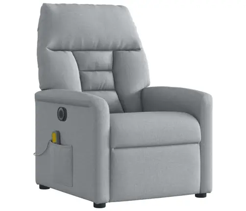 Elektrisks Masāžas Krēsls, Atgāžams, Gaiši Pelēks Audums Vidaxl