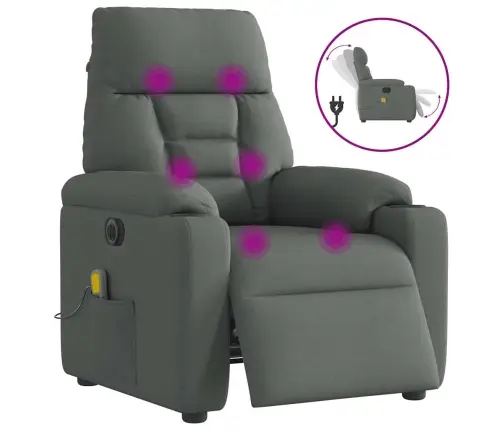 Elektrinis Masažinis Krėslas, Tamsiai Pilkas, Audinys