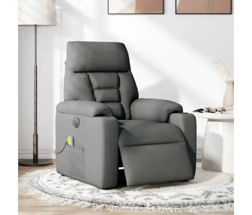 Elektrinis Masažinis Krėslas, Tamsiai Pilkas, Audinys