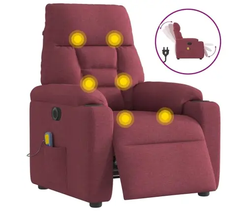 Elektrisks Masāžas Krēsls, Atgāžams, Vīnsarkans Audums Vidaxl