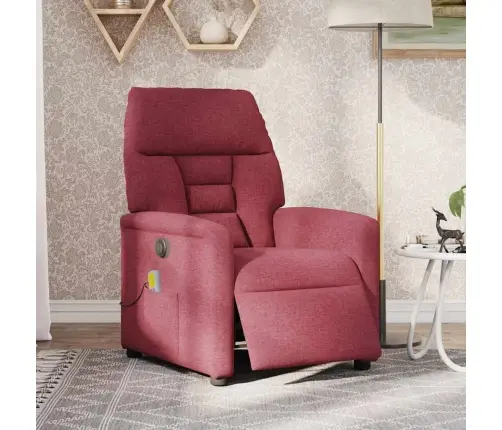 Elektrisks Masāžas Krēsls, Atgāžams, Vīnsarkans Audums Vidaxl