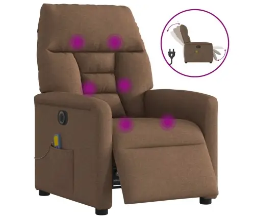 Elektrisks Masāžas Krēsls, Atgāžams, Brūns Audums Vidaxl