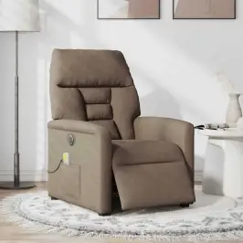 Elektrinis Atlošiamas Masažinis Krėslas, Rudas, Audinys