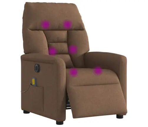 Elektrisks Masāžas Krēsls, Atgāžams, Brūns Audums Vidaxl