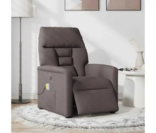 Elektrisks Masāžas Krēsls, Atgāžams, Tumši Brūns Audums Vidaxl