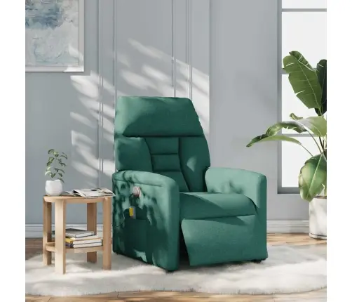 Elektrisks Masāžas Krēsls, Atgāžams, Tumši Zaļš Audums Vidaxl