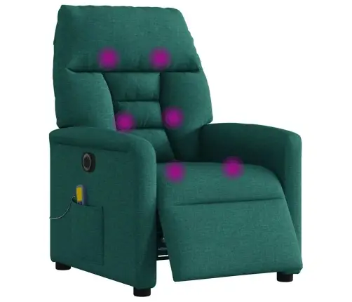 Elektrisks Masāžas Krēsls, Atgāžams, Tumši Zaļš Audums Vidaxl