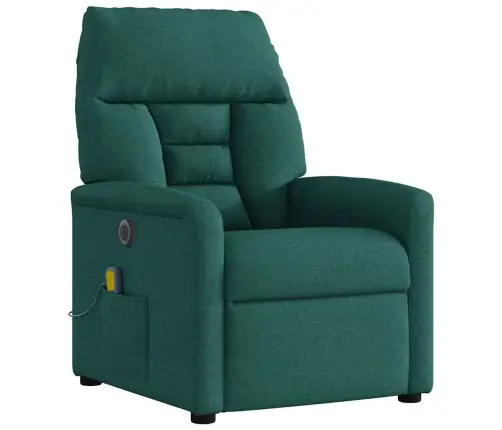 Elektrisks Masāžas Krēsls, Atgāžams, Tumši Zaļš Audums Vidaxl