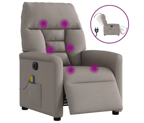 Elektrisks Masāžas Krēsls, Atgāžams, Pelēkbrūns Audums Vidaxl