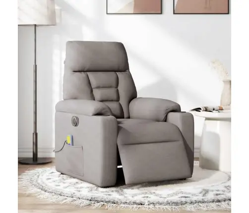 Elektrisks Masāžas Krēsls, Atgāžams, Pelēkbrūns Audums Vidaxl