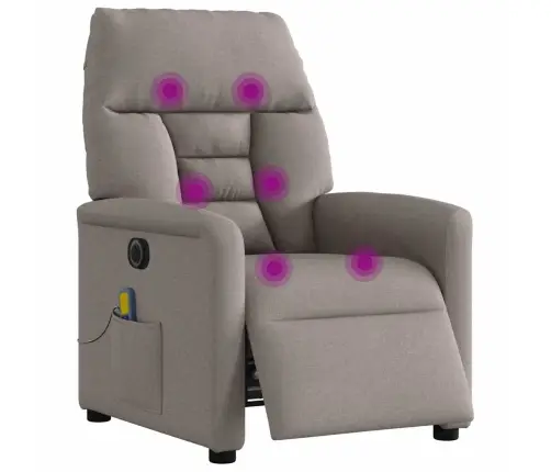 Elektrisks Masāžas Krēsls, Atgāžams, Pelēkbrūns Audums Vidaxl