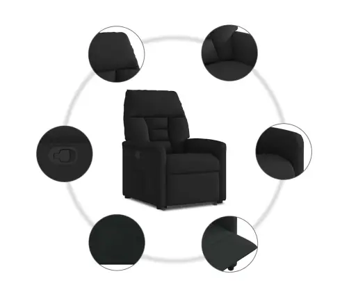 Atpūtas Krēsls, Paceļams, Atgāžams, Melns Audums Vidaxl Atpūtas Krēsls, Paceļams, Atgāžams, Melns Audums Vidaxl