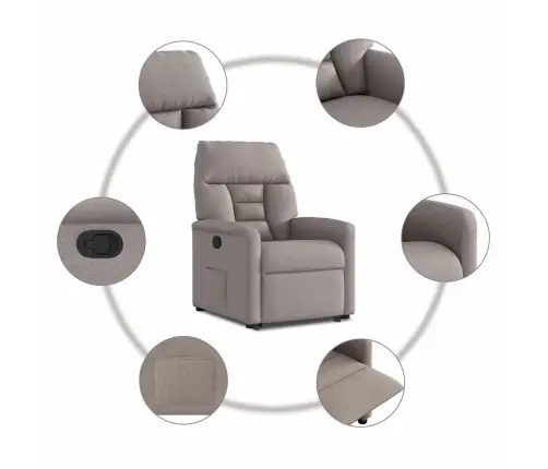 Atsistojantis Atlošiamas Krėslas, Taupe Spalvos, Audinys