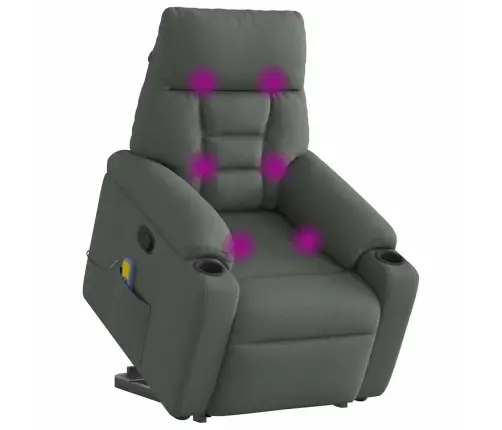 Masāžas Krēsls, Paceļams, Atgāžams, Tumši Pelēks Audums Vidaxl