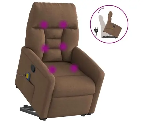 Masāžas Krēsls, Paceļams, Atgāžams, Brūns Audums Vidaxl