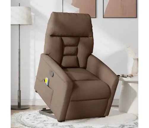 Masāžas Krēsls, Paceļams, Atgāžams, Brūns Audums Vidaxl
