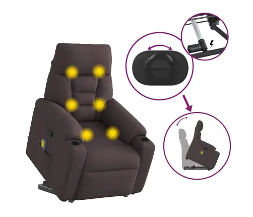 Masāžas Krēsls, Paceļams, Atgāžams, Tumši Brūns Audums Vidaxl Masāžas Krēsls, Paceļams, Atgāžams, Tumši Brūns Audums Vidaxl