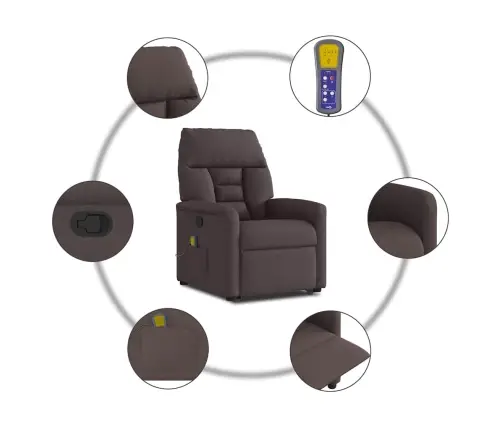 Masāžas Krēsls, Paceļams, Atgāžams, Tumši Brūns Audums Vidaxl Masāžas Krēsls, Paceļams, Atgāžams, Tumši Brūns Audums Vidaxl