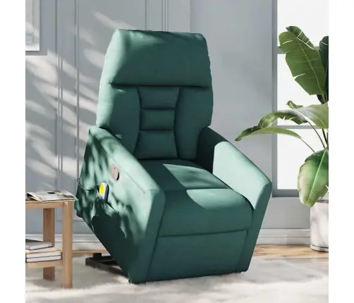 Masāžas Krēsls, Paceļams, Atgāžams, Tumši Zaļš Audums Vidaxl