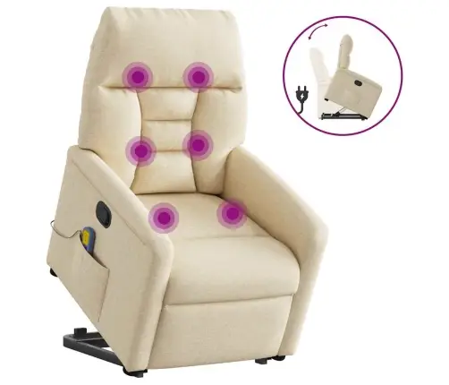 Masāžas Krēsls, Paceļams, Atgāžams, Krēmkrāsas Audums Vidaxl Masāžas Krēsls, Paceļams, Atgāžams, Krēmkrāsas Audums Vidaxl