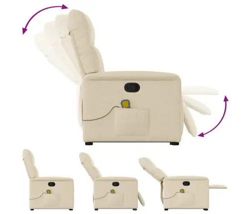 Masāžas Krēsls, Paceļams, Atgāžams, Krēmkrāsas Audums Vidaxl Masāžas Krēsls, Paceļams, Atgāžams, Krēmkrāsas Audums Vidaxl