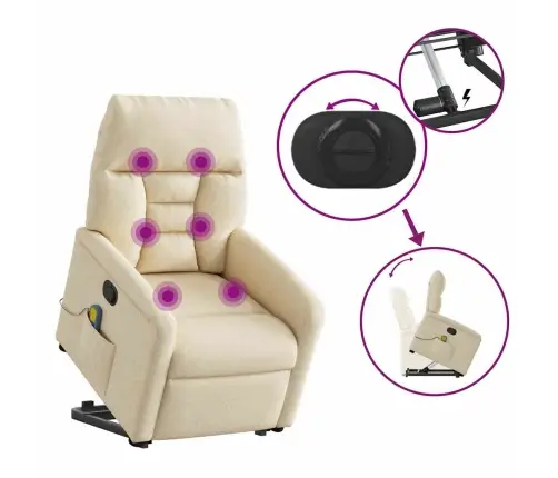 Masāžas Krēsls, Paceļams, Atgāžams, Krēmkrāsas Audums Vidaxl Masāžas Krēsls, Paceļams, Atgāžams, Krēmkrāsas Audums Vidaxl