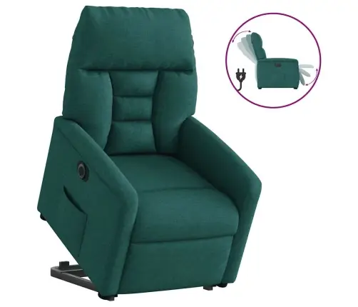 Elektrisks Atpūtas Krēsls, Paceļams/Atgāžams, Tumši Zaļš Audums Vidaxl