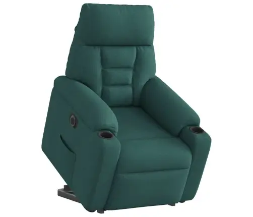 Elektrisks Atpūtas Krēsls, Paceļams/Atgāžams, Tumši Zaļš Audums Vidaxl