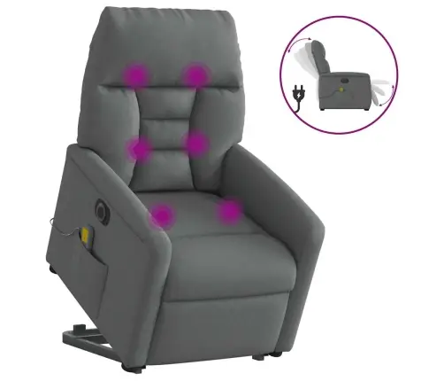 Elektrisks Masāžas Krēsls, Paceļams, Atgāžams, Pelēks Audums Vidaxl