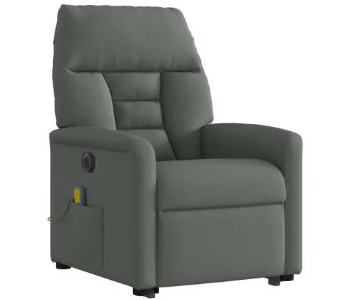 Elektrisks Masāžas Krēsls, Paceļams, Atgāžams, Pelēks Audums Vidaxl