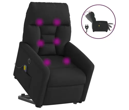 Elektrisks Masāžas Krēsls, Paceļams, Atgāžams, Melns Audums Vidaxl