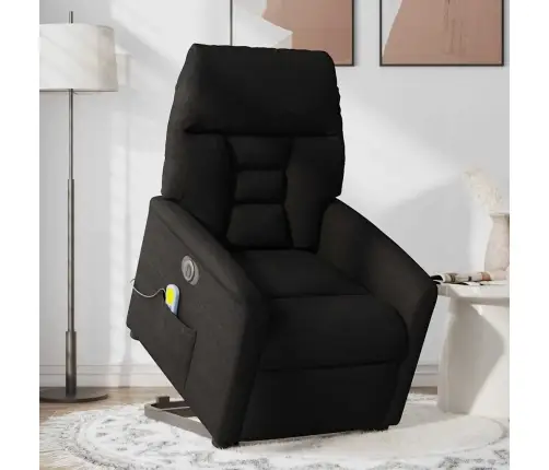 Elektrisks Masāžas Krēsls, Paceļams, Atgāžams, Melns Audums Vidaxl